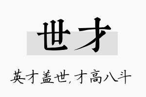 世才名字的寓意及含义