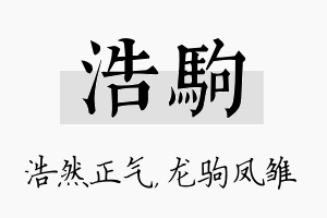 浩驹名字的寓意及含义