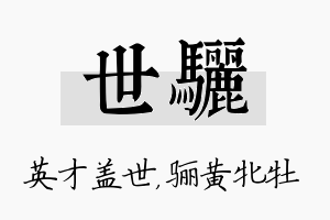 世骊名字的寓意及含义