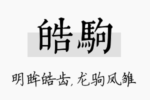 皓驹名字的寓意及含义