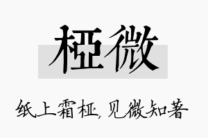 桠微名字的寓意及含义