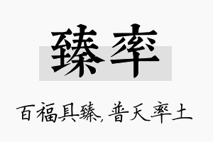 臻率名字的寓意及含义