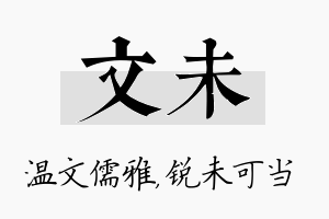 文未名字的寓意及含义