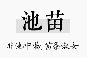 池苗名字的寓意及含义