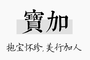 宝加名字的寓意及含义