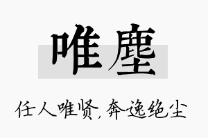 唯尘名字的寓意及含义