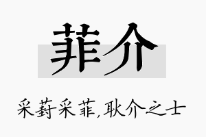 菲介名字的寓意及含义