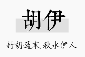 胡伊名字的寓意及含义