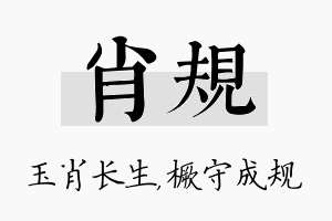 肖规名字的寓意及含义