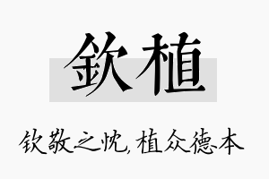 钦植名字的寓意及含义