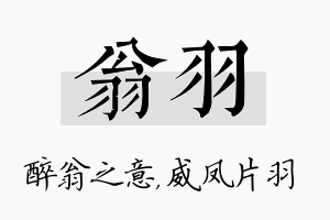 翁羽名字的寓意及含义