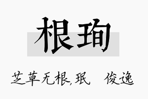 根珣名字的寓意及含义