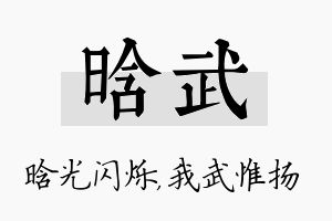 晗武名字的寓意及含义