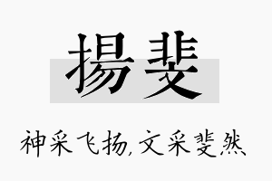 扬斐名字的寓意及含义