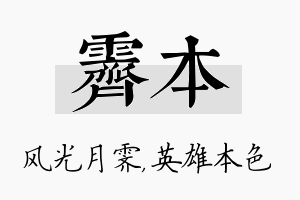 霁本名字的寓意及含义