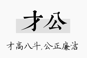 才公名字的寓意及含义