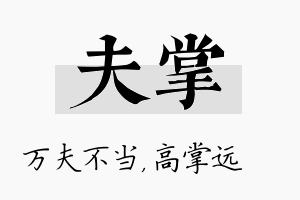 夫掌名字的寓意及含义