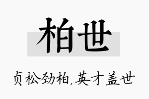 柏世名字的寓意及含义