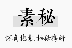 素秘名字的寓意及含义