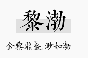 黎渤名字的寓意及含义