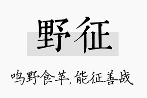 野征名字的寓意及含义