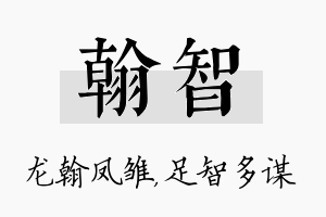 翰智名字的寓意及含义