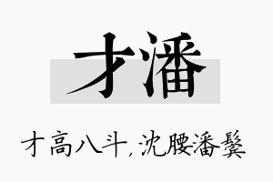 才潘名字的寓意及含义