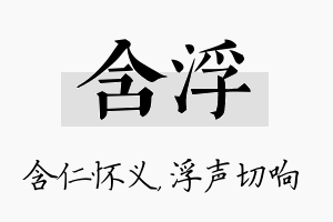 含浮名字的寓意及含义