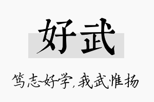 好武名字的寓意及含义