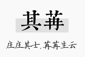 其苒名字的寓意及含义