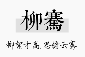 柳骞名字的寓意及含义