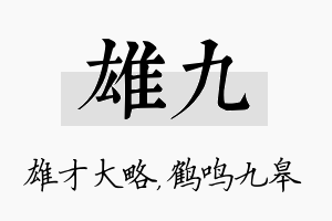 雄九名字的寓意及含义