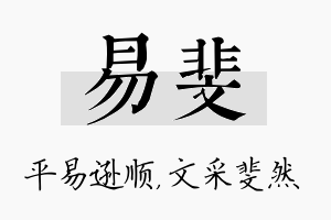 易斐名字的寓意及含义