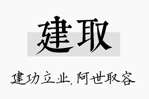 建取名字的寓意及含义