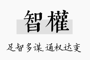 智权名字的寓意及含义