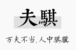 夫骐名字的寓意及含义