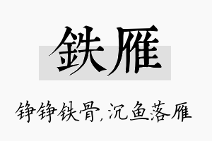 铁雁名字的寓意及含义