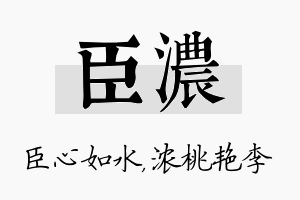 臣浓名字的寓意及含义