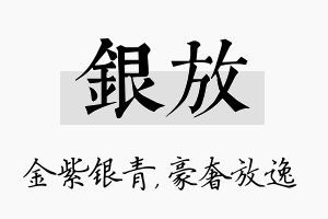 银放名字的寓意及含义