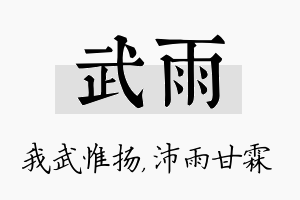 武雨名字的寓意及含义