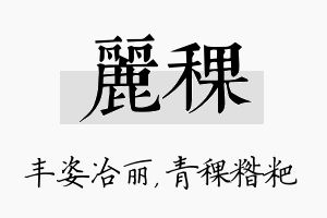 丽稞名字的寓意及含义