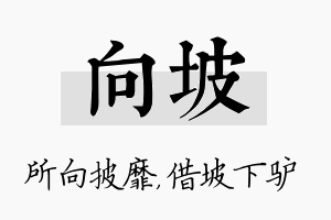 向坡名字的寓意及含义