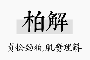 柏解名字的寓意及含义