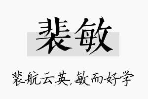 裴敏名字的寓意及含义