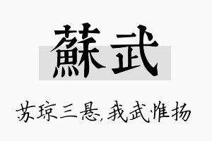 苏武名字的寓意及含义