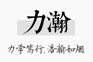 力瀚名字的寓意及含义