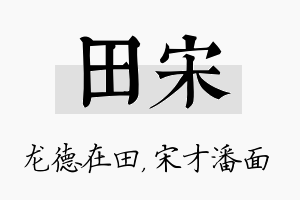 田宋名字的寓意及含义