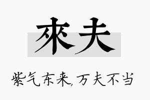 来夫名字的寓意及含义