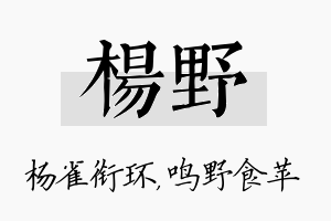 杨野名字的寓意及含义