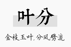 叶分名字的寓意及含义